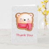 Carte Cute Ours Face Rouge Écharpe et Cheveux Rosy Merci (Fleur jaune)