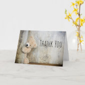 Carte Cute Ours farci Bois rustique Merci de fond (Fleur jaune)