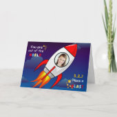 Carte Cute Outer Space Rocket Ship Blast Off Birthday (Devant)