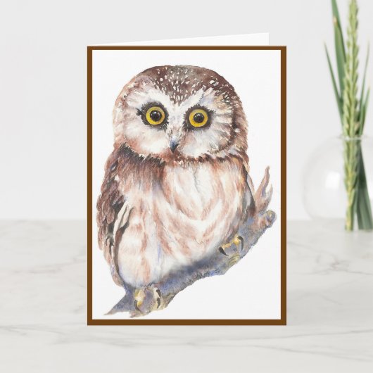 Carte Cute Owl - Aquarelle Collection d'oiseaux (Devant)
