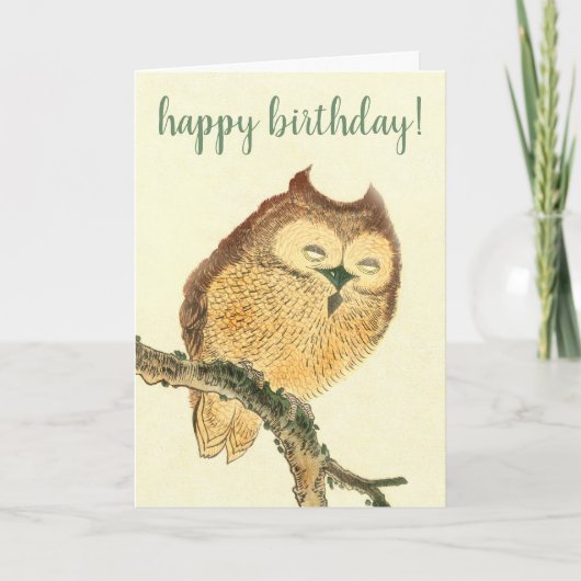 Carte Cute Owl - Art japonais Anniversaire (Devant)