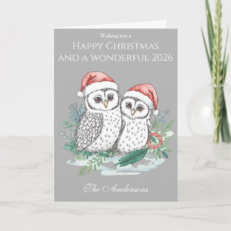 Carte Cute Owl Family Christmas Card – Woodland Owls