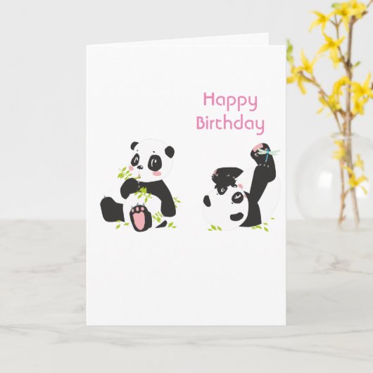 Carte Cute panda (Fleur jaune)
