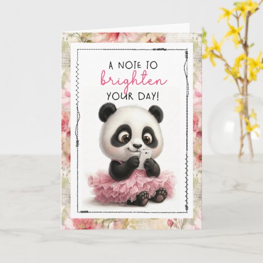 Carte Cute Panda A Note To Brighten Your Day (Fleur jaune)