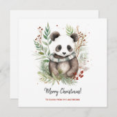 Carte Cute Panda Baby Botaniques rustiques de Noël (Devant / Derrière)