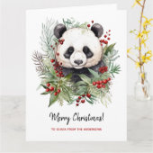 Carte Cute Panda Bear Botaniques rustiques de Noël (Fleur jaune)