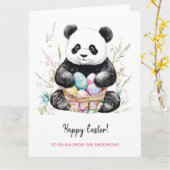 Carte Cute Panda Bear Russe Pâques (Fleur jaune)