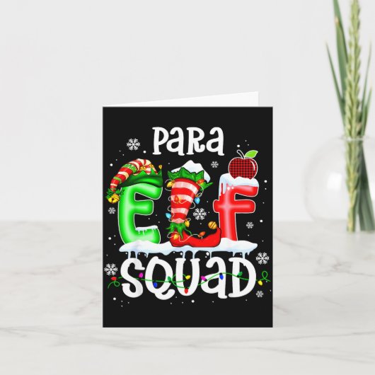 Carte Cute Para Elf Squad Funny Christmas Elf Kids Teach (Devant)