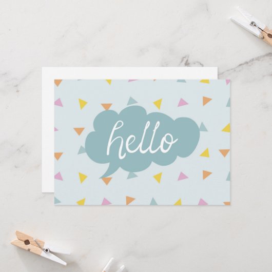 Carte Cute Pastel Hello (Devant/Arrière en situation)