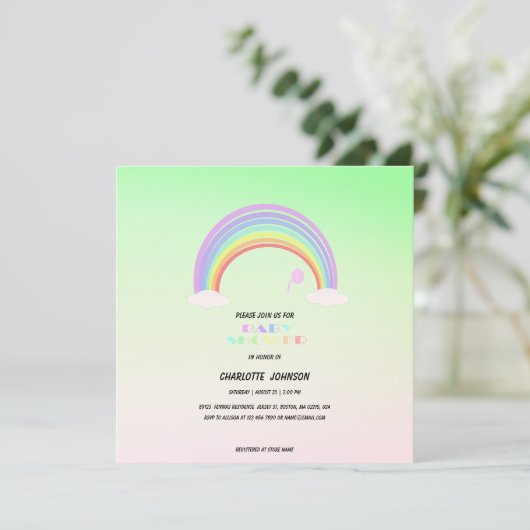 Carte Cute Pastel Rainbow dégradé fleur Nom du thème (Debout devant)