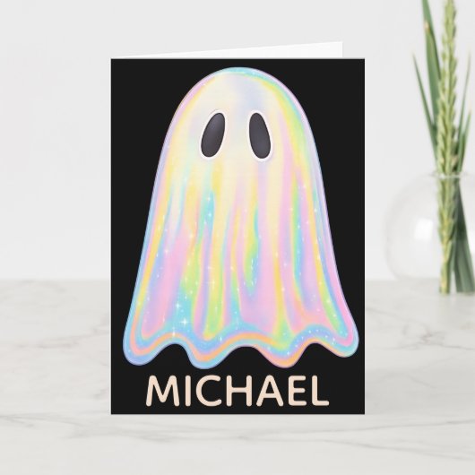 Carte Cute Pastel Rainbow Ghost | Éffrayant esthétique (Devant)