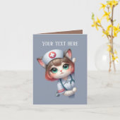 Carte Cute peeking Nurse ajouter message chat (Fleur jaune)