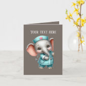 Carte Cute peeking Nurse ajouter message éléphant (Fleur jaune)