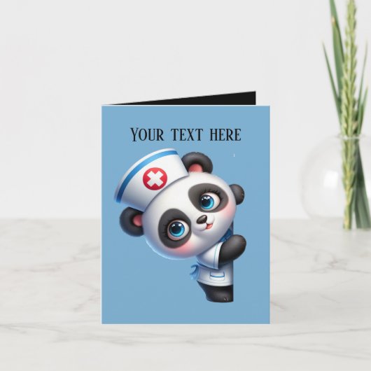 Carte Cute peeking Nurse ajouter panda message (Devant)