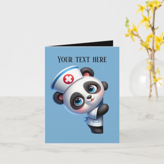Carte Cute peeking Nurse ajouter panda message (Fleur jaune)