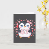 Carte Cute Penguin 67 Six Seven Valentine Hearts 6 7 Mem (Fleur jaune)