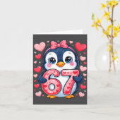 Carte Cute Penguin 67 Six Seven Valentine Hearts 6 7 Mem (Fleur jaune)