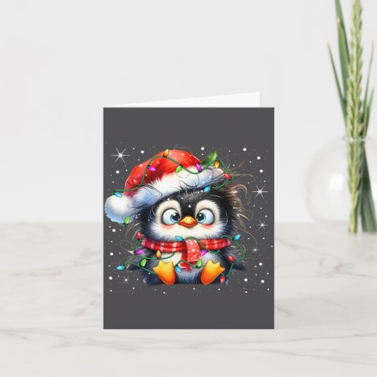 Carte Cute Penguin Christmas Lights Penguins Lover Girls (Devant)