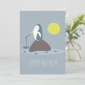 Carte Cute Penguin Pêche Anniversaire (Debout devant)