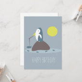 Carte Cute Penguin Pêche Anniversaire (Devant/Arrière en situation)