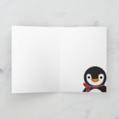 Carte Cute Penguin Portant Une Écharpe Design (Intérieur)