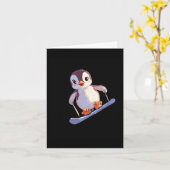 Carte Cute Penguin Snowboard Fun Sports d'hiver (Fleur jaune)