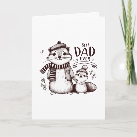 Carte Cute père écureuil avec bébé (Devant)