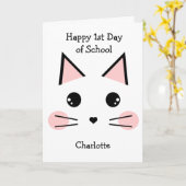 Carte Cute Personnalisé Chat Premier jour de l'école (Fleur jaune)