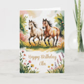 Carte Cute Personnalisée Aquarelle Cheval Anniversaire (Devant)