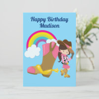 Cute Personnalisée Cowgirl Rainbow Joyeux annivers