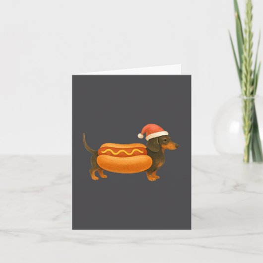 Carte Cute Petite Christmas Funny Hot Dog Dachshund (Devant)