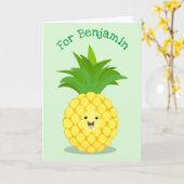 Carte Cute pineapple cartoon illustration (Fleur jaune)