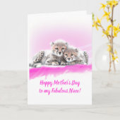 Carte Cute Pink Cheetah Cubs Fabuleux nièce Fête des Mèr (Fleur jaune)
