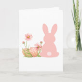 Carte Cute Pink Easter Bunny with Spring Flowers  (Devant)