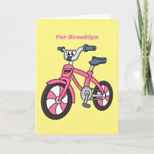 Carte Cute pink kids bicycle cartoon illustration