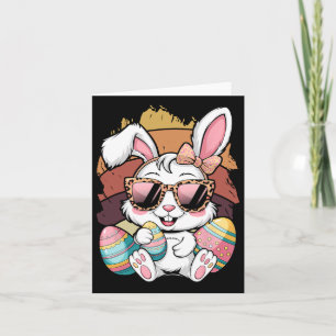 Carte Cute Pink Plaid Pattern Easter Bunny Face Rabbit E