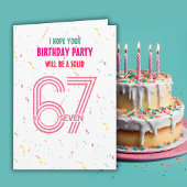Carte Cute Pink Six Seven 6 7 Coloful Confetti Birthday