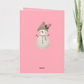 Carte Cute Pink Snowman Kid`s Name Merry Christmas (Dos)