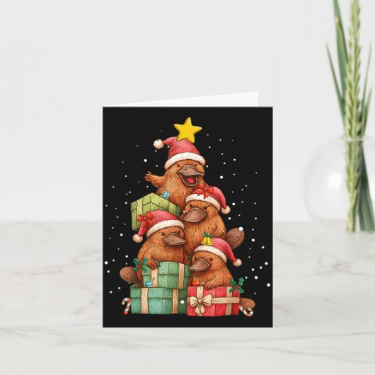 Carte Cute Platypus Le Christmas Tree Xmas Hat (Devant)