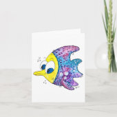 Carte Cute poisson blanc coloré (Devant)