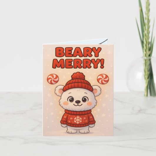 Carte Cute Polar Bear Christmas (Devant)