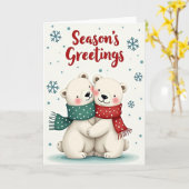 Carte Cute Polar Bear Holiday Card (Fleur jaune)