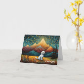 Carte Cute Poodle Mountain Forest Je Vous Manque (Fleur jaune)