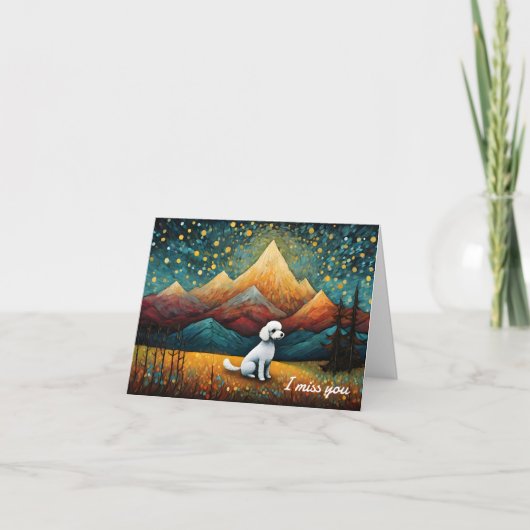 Carte Cute Poodle Mountain Forest Je Vous Manque (Devant)
