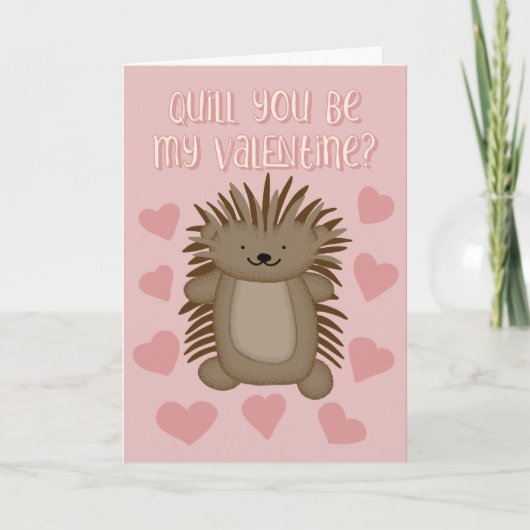 Carte Cute Porcupine Queue Tu Es Mon Valentin (Devant)