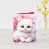 Carte Cute Princess kitten ajouter un message n'importe  (Fleur jaune)