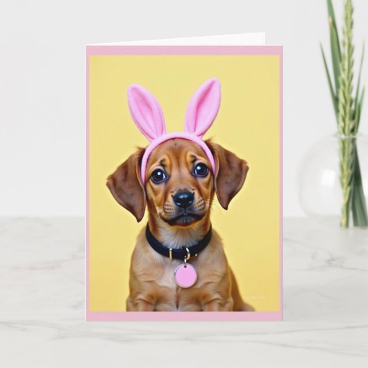Carte Cute Puppy Rabbit Ears Card (Devant)