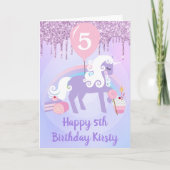 Carte Cute Purple & White Unicorn Traitements Anniversai (Devant)