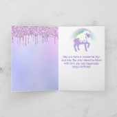 Carte Cute Purple & White Unicorn Traitements Anniversai (Intérieur)