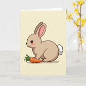 Carte Cute Rabbit And Carrot Art Card (Fleur jaune)